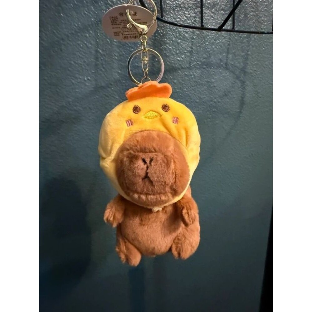 Capybara Plush Purse Charm Keychain | Chick Hat | NWT